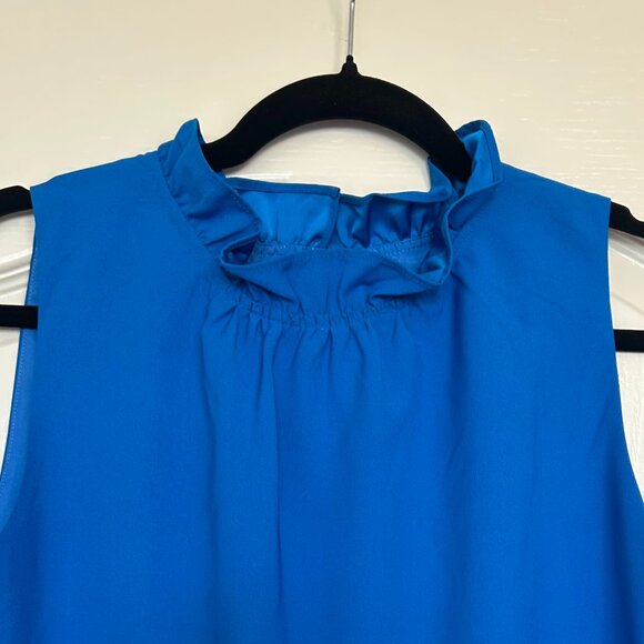 J.Crew Factory Ruffleneck Sleeveless Crepe Blouse - Picture 2 of 8